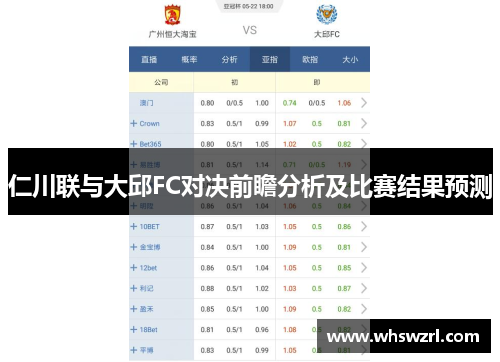 仁川联与大邱FC对决前瞻分析及比赛结果预测